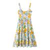 TAOP&ZA Summer Women's Linen Print Slim Midi Slip Dress