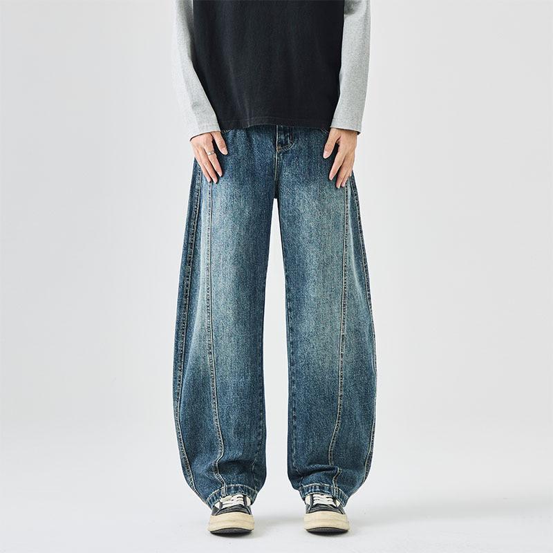 

Мужские модные джинсы-сцимитар: Стильные, бунтарские, универсальные, свободного кроя, повседневные брюки с широкими штанинами XS синий