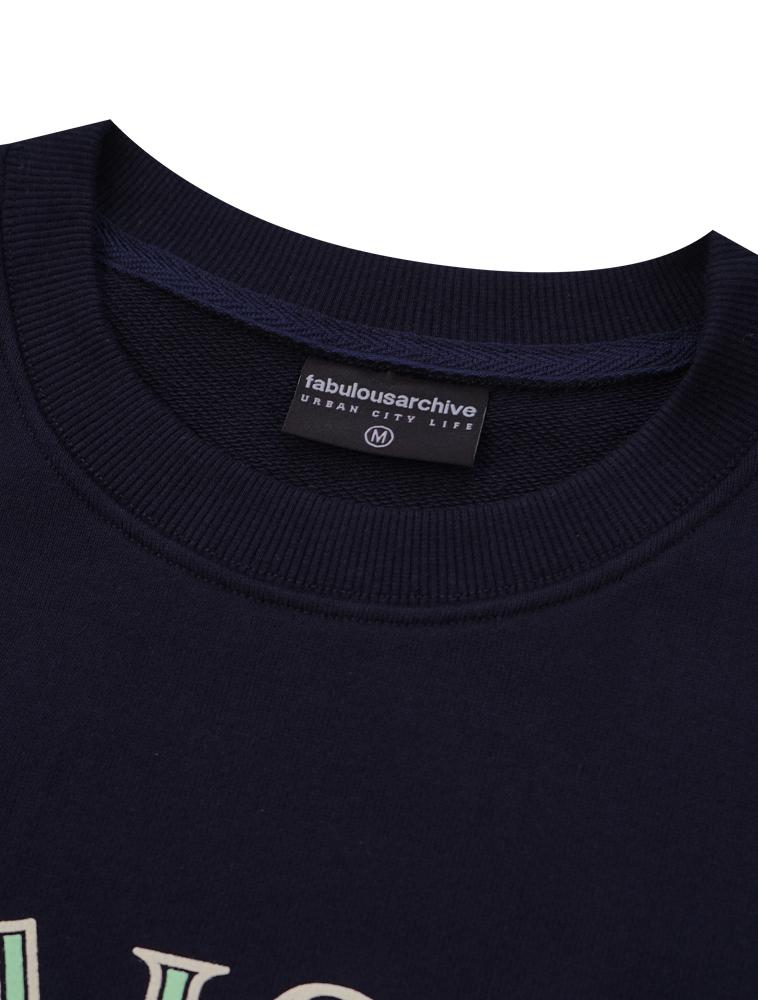 LA MAISON STUDIO Women'S Crop Classic Logo Bearfriends Heavy Terry Sweatshirt Navy (Fcd3Ts706W)