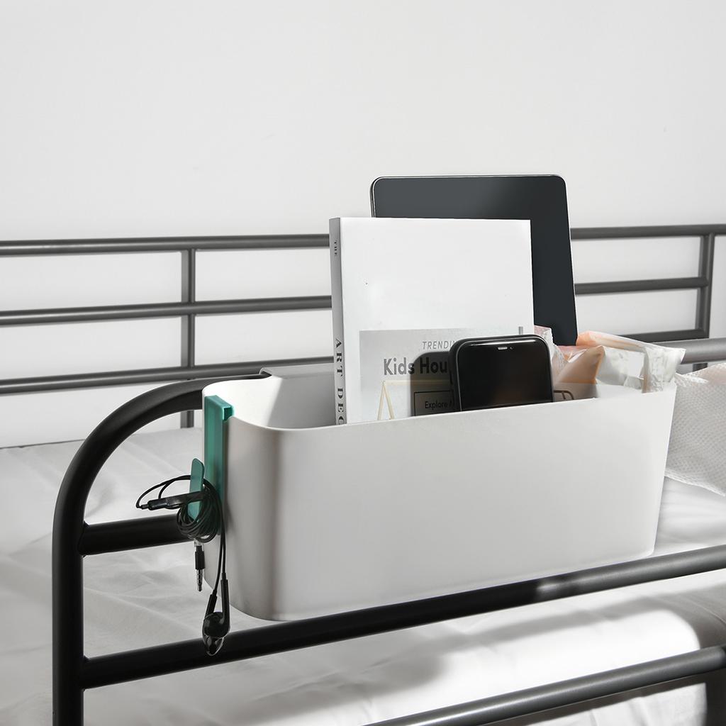 Bedside Storage Basket Hook Hanging Storage Box Rail Organization Shelf for Dormitory Living Room