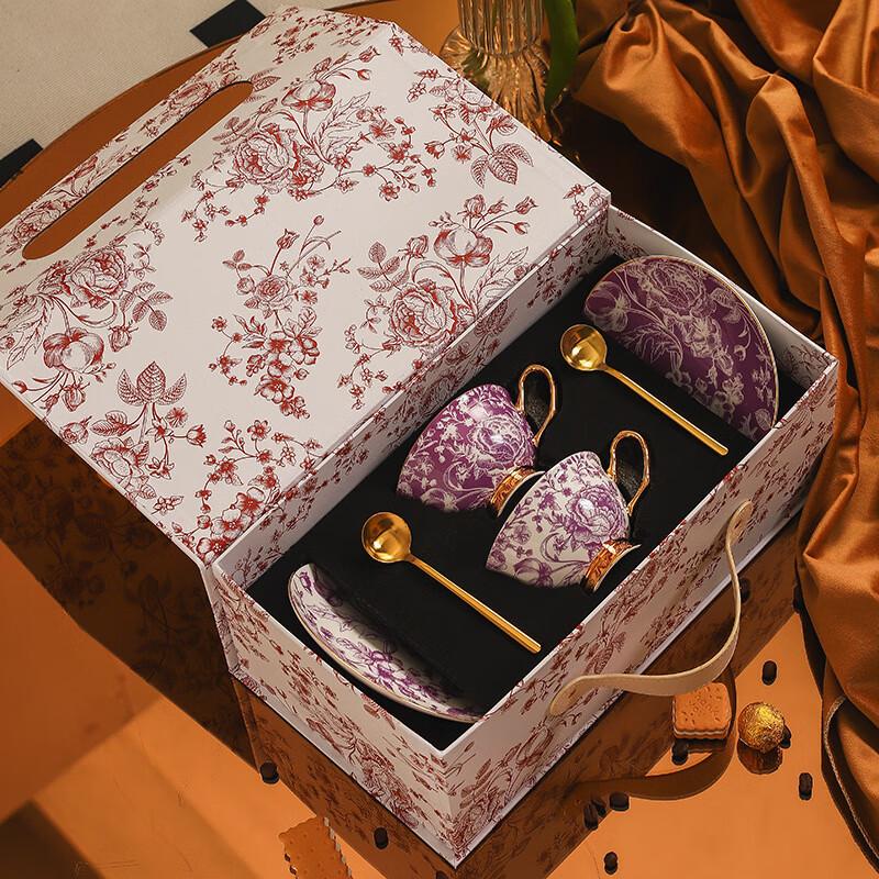 WJ European Style Porcelain Coffee Cup & Saucer Gift Set Gift Box Set