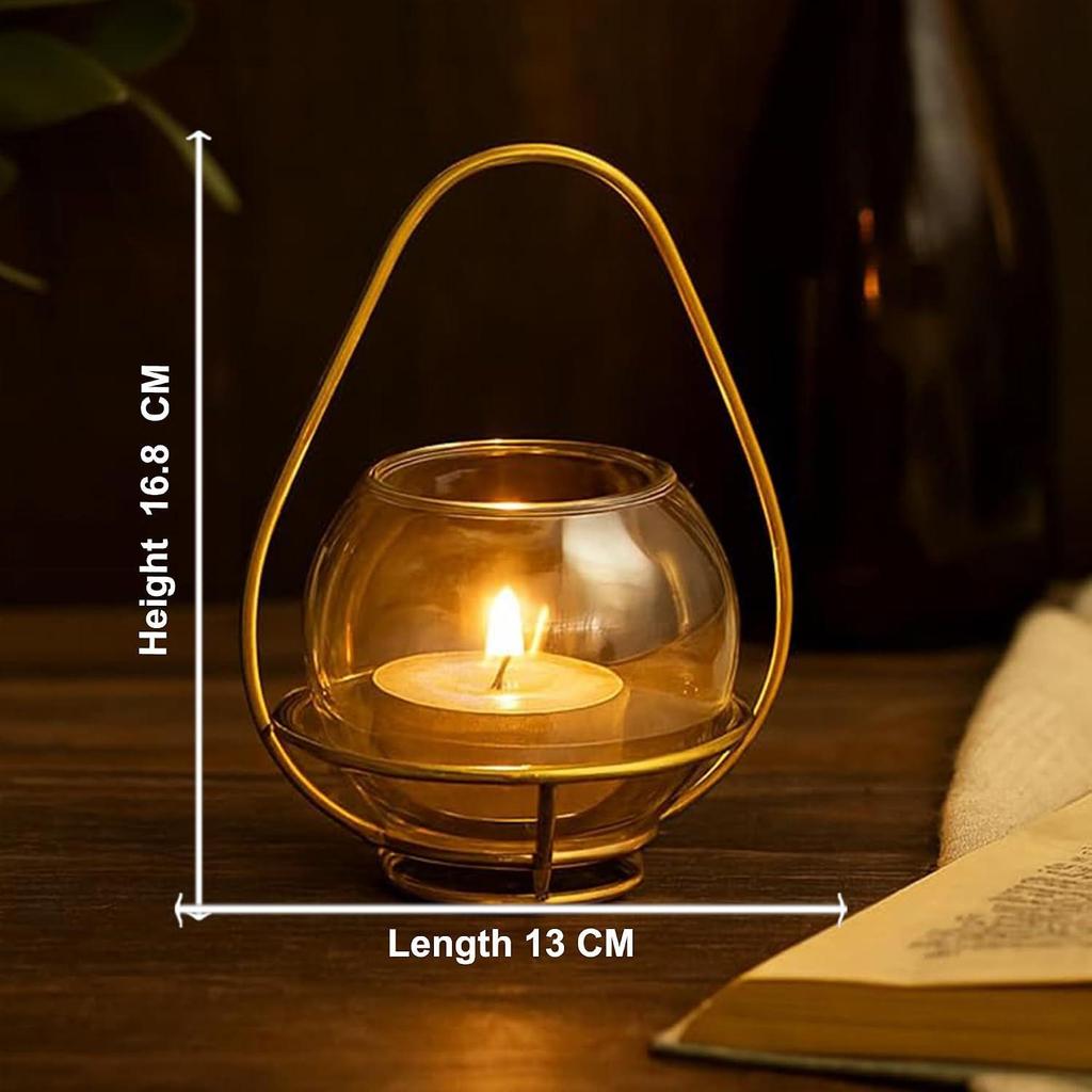 CraftVatika Diwali Decoration Items, Votive Glass Tealight Candle Holder Set,