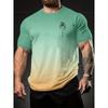 Men's Summer Palm Tree Gradient T-shirt - Fashionable Casual Short Sleeve Round Neck Top