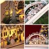 Wood Bridge Village LED Wooden Ornaments Collectible Christmas Decorations Battery Operated Gifts For Holidays Festivals