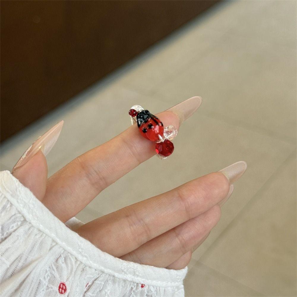Geometric Painting Ring Jewelry Accessories Enamel Flower Ring Retro Insect Drip Oil Ring  Friend