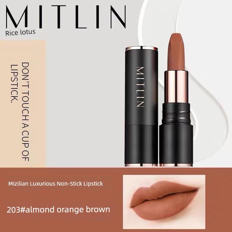 Luxurious Non-Stick Lipstick That Enhances Complexion, Cinnamon Milk Tea Bean Paste Matte Lipstick That Doesn'T Wear Off