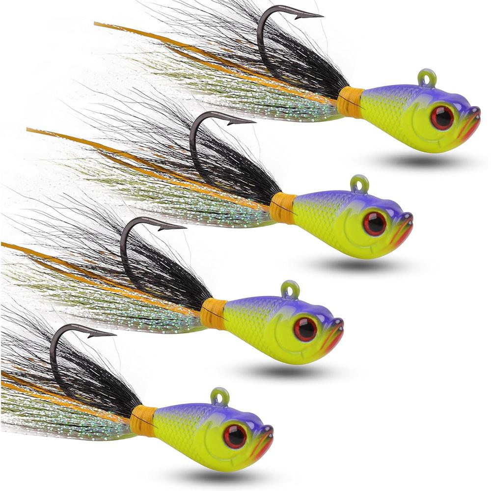 

20Pcs Bucktail Jig Saltwater Lures Bucktail Hair Jigs Head Fishing Lure Baits for Bass Trout Walleye Surf Fishing 1-4oz 7g