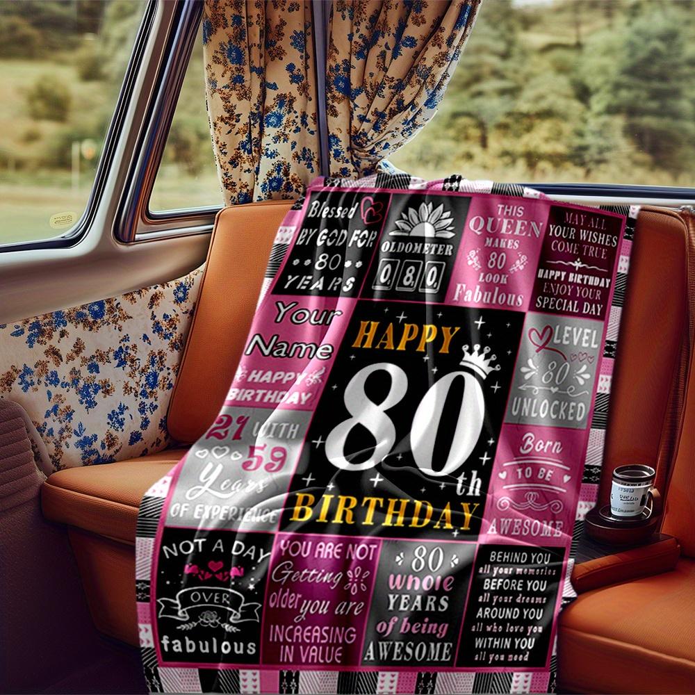 Happy 80Th Birthday Blanket Personalized Name Soft Comfortable Stylish Blanket Car Blanket Perfect For Travel Camping Outdoor Home Suitable For All