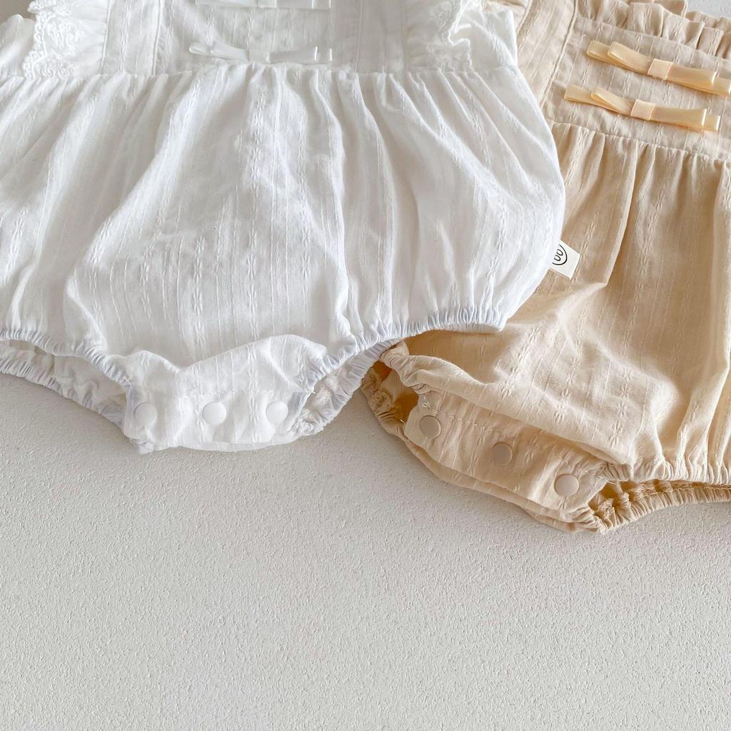 Summer Princess Short Sleeve Romper for Baby Girls - Lightweight and Fashionable Crawling Outfit
