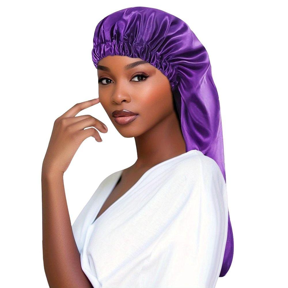 Polyester Sleep Cap Long Length Hair Bonnet Soft Texture Hair Cap Beauty Care