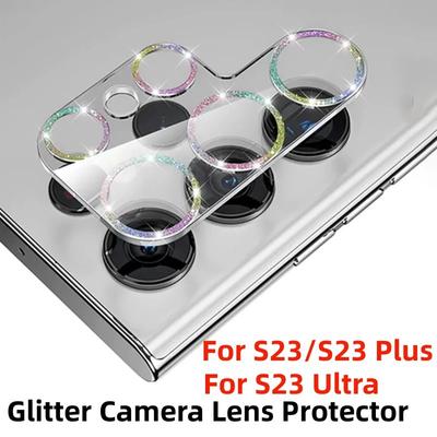 Glitter Camera Protector Glass For Samsung Galaxy S24 Ultra Camera Lens Glass For Samsung S23Plus S22+ S22 Ultra Lens Cover