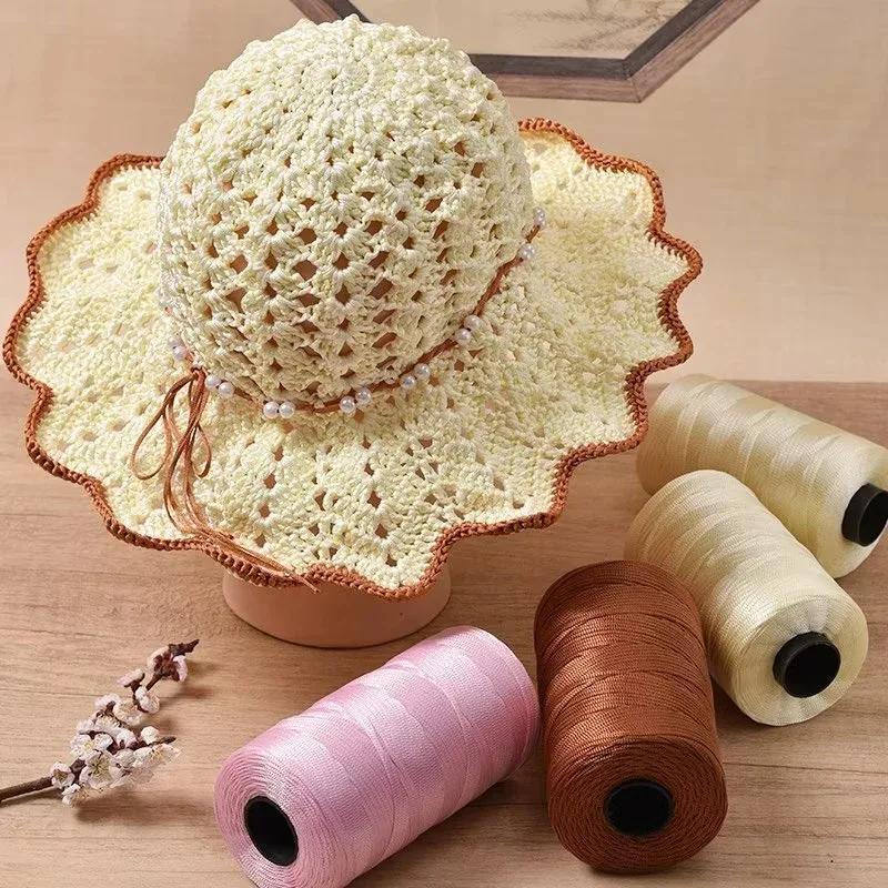 250g/Roll 2.5mm Ice Silk Thread Summer Crochet Yarn for DIY Knitting Bag Shoes Flat Hollow Yarn Hand-knitted Thread Supplies