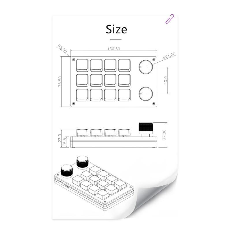 Tragbare Mini-Tastatur mit 12 Tasten, Programmierbare Tasten, Benutzerdefinierte Tastenkombinationen, USB-Tastatur