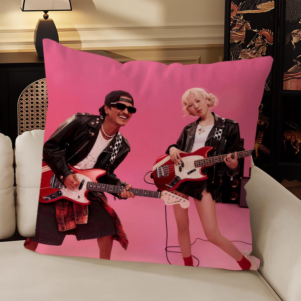 Hot Singer Bruno Mars Apt-RoseEs Music Pillow Case Sofa Living Room Headboard Bedroom Backrest Cushion Square Cushion Nap Time