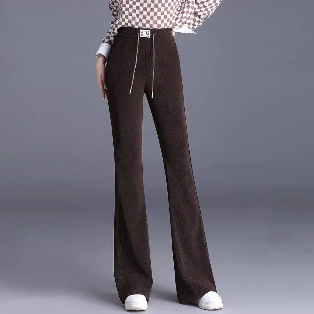 Women s High-Waisted Corduroy Flare Pants - 2025 Autumn/Winter New Slimming Casual Style S