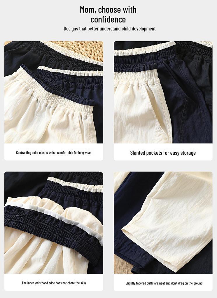 Boys' 2026 Summer Breathable Wide-Leg Pants - Stylish and Airy for Middle and Big Kids