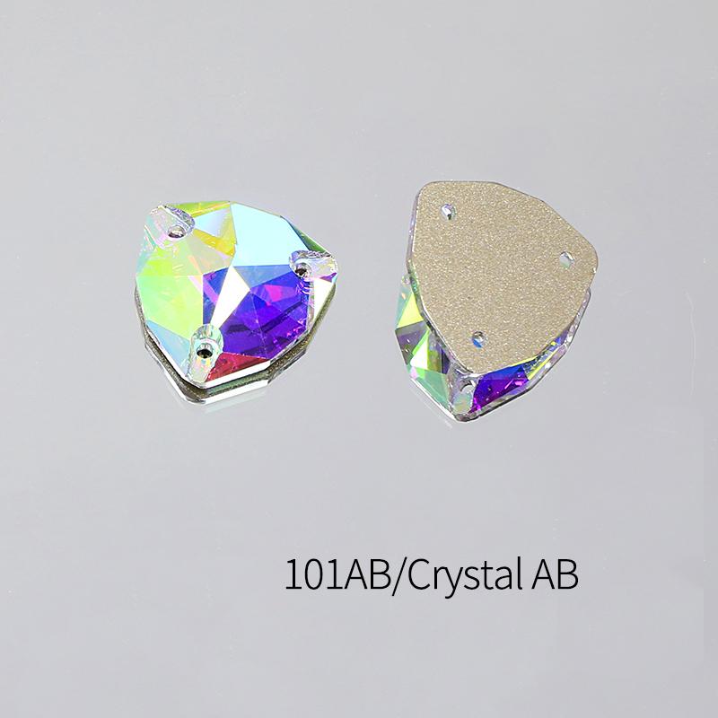 Dongzhou Crystals Flatback Non Hotfix Sew on Rhinestones Triangle Shape Crystal Beads Sewing Accessories for Dress & Shoes