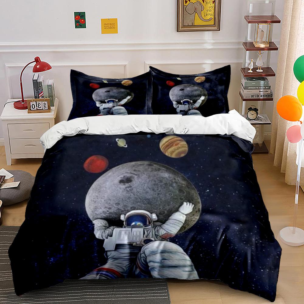 Astronaut and Planets Space Theme Bedding Bedding set (1 duvet cover, 2 pillowcases, duvet not included)