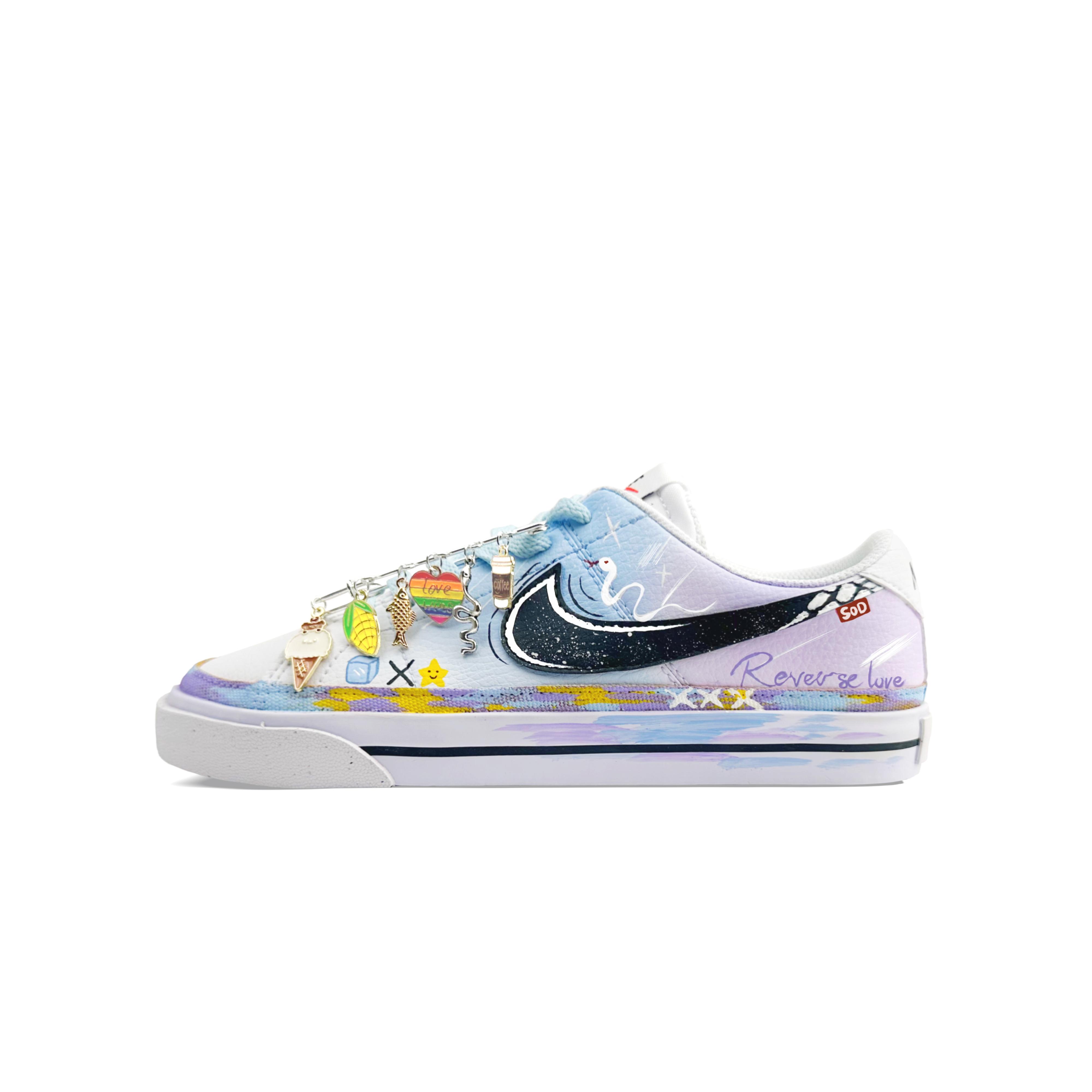 

Nike Court Legacy Skateboard Shoes Unisex Low Top Blue/Purple/Yellow DH3162-100(Team1201-) 35.5