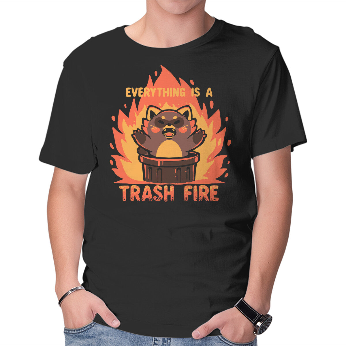 Unisex Crew Neck T-Shirt Everything Is A Trash Fire Graphic Short Sleeve Casual Tee XXXXL