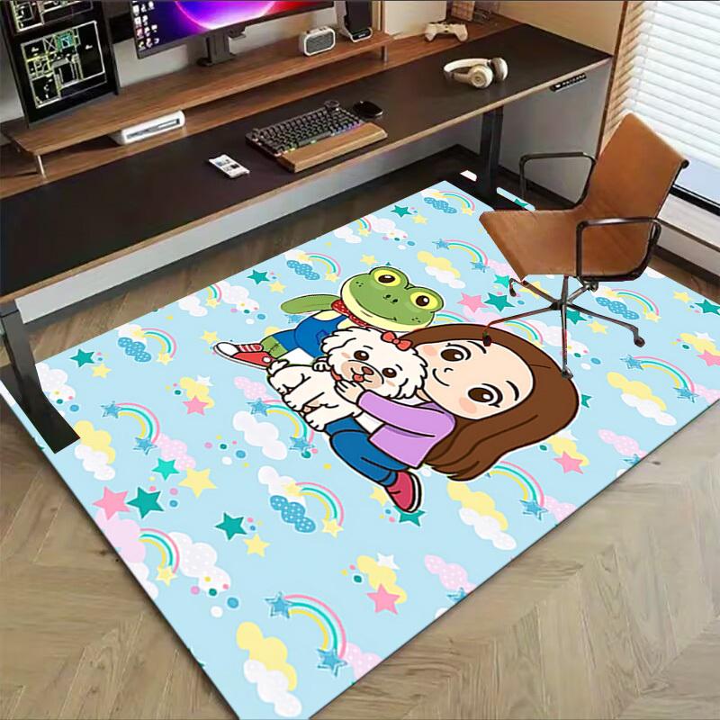 1PC Girl Dog Extra Large Non Slip Floor carpet, Office, family, bedroom, Studio Large Area Rug Indoor Rugs