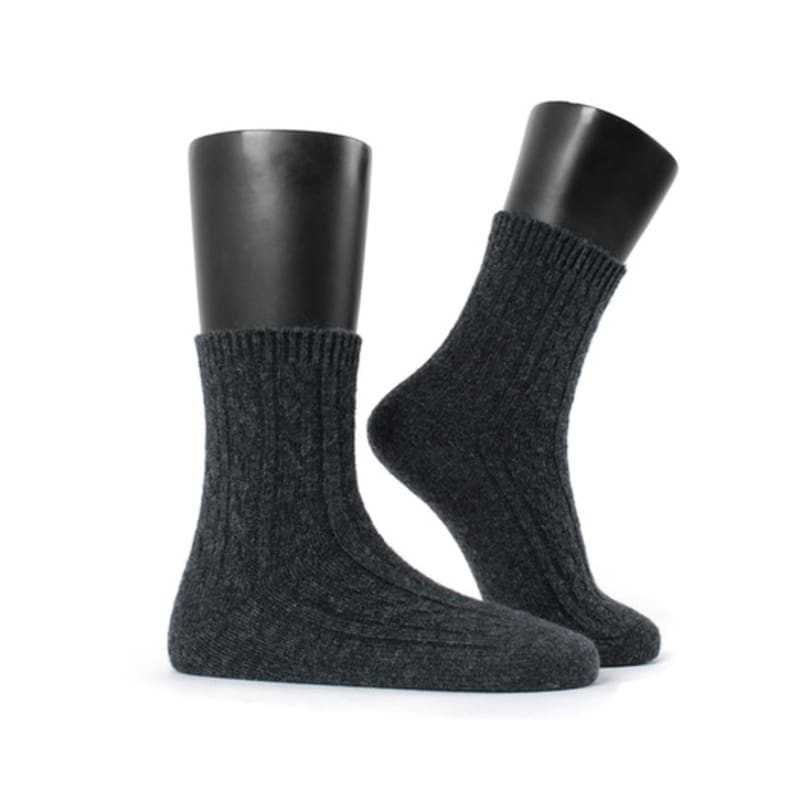 Abiruz Women's Solid Cable Wool Socks Charcoal
