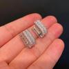 Minimalist Luxury Double-Lined Cubic Zirconia U-Clip Hoop Earrings