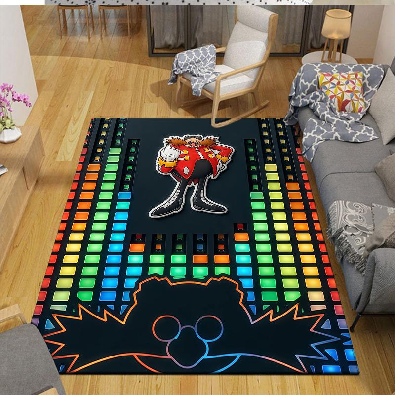 Dr Eggman Home Sofa Decoration for Living Room & Bedroom, Non‑Slip Play Flannel Floor Mat for Game Room