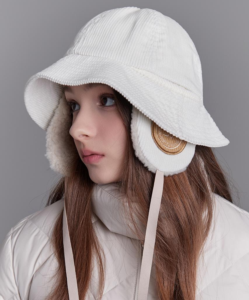 Hwaiteusaenjeu Unisex Corduroy Earmuff Bucket Hat Sunny (8 Colors)