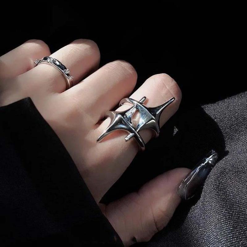 Cute Y2k Star Open Ring for Women Creative Vintage Silver Adjustable Rings Couple jewelry gift