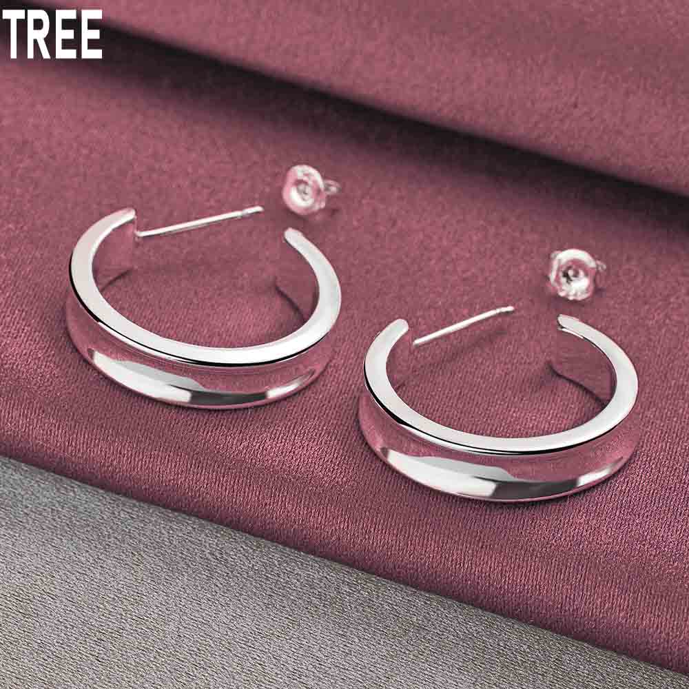 925 Sterling Silver Round Piercing Earrings Fashion Wedding Jewelry