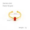 Stainless Steel Square Ring with Cubic Zirconia for Women - European & American Style Light Luxury Titanium Steel Ring