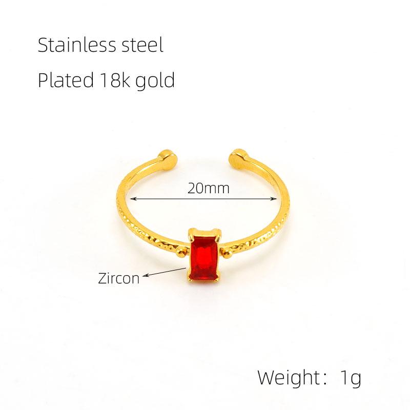 Stainless Steel Square Ring with Cubic Zirconia for Women - European & American Style Light Luxury Titanium Steel Ring