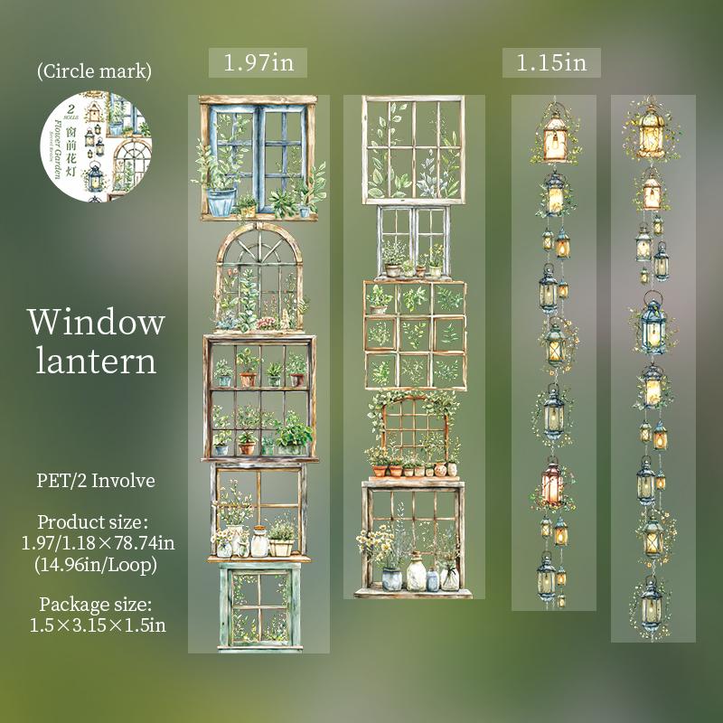 

2Rolls/bag Tape Flower Garden Secret Realm Series Exquisite and Vine Fence Theme PET Stickers DIY Scrapbook Supplies Decoration