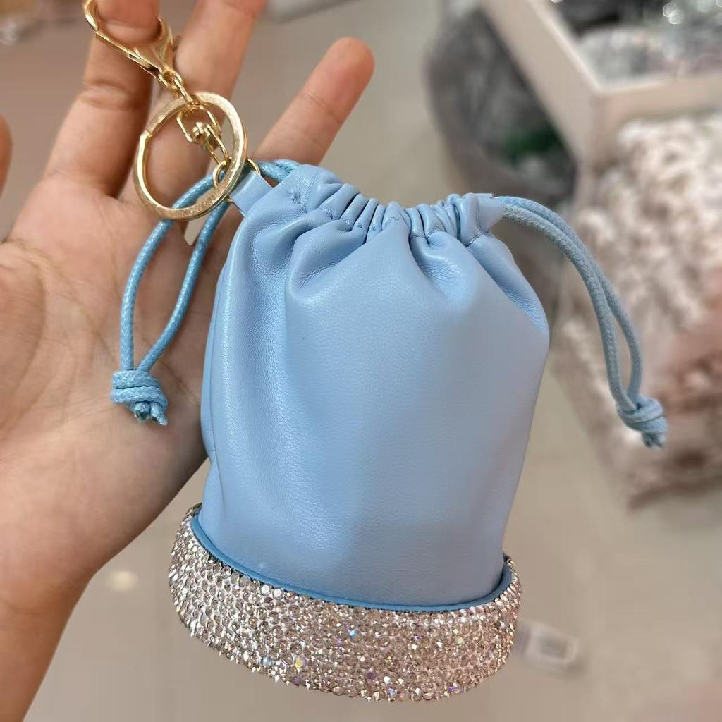 Japanese simple portable drawstring bucket bag women's lightweight portable bucket bag casual nylon change bag small bag pendant
