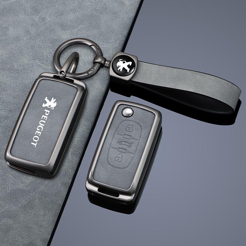 Leder Schlüsseletui für Dongfeng Peugeot 408/308/3008/4008/2008/5008 Metallmodelle
