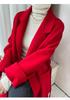 Double-Sided Cashmere Wool Coat: Women's Korean-Style Loose Hepburn Jacket with Suit Collar in Green.