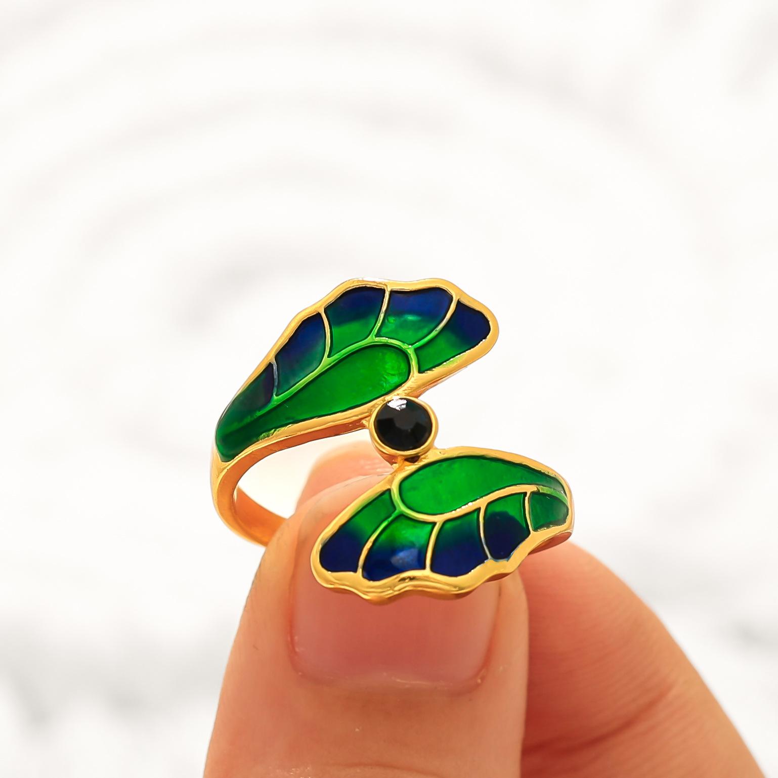 

Popular leaf painting oil women s ring retro exaggerated simple personalized women s ring new product No. 10
