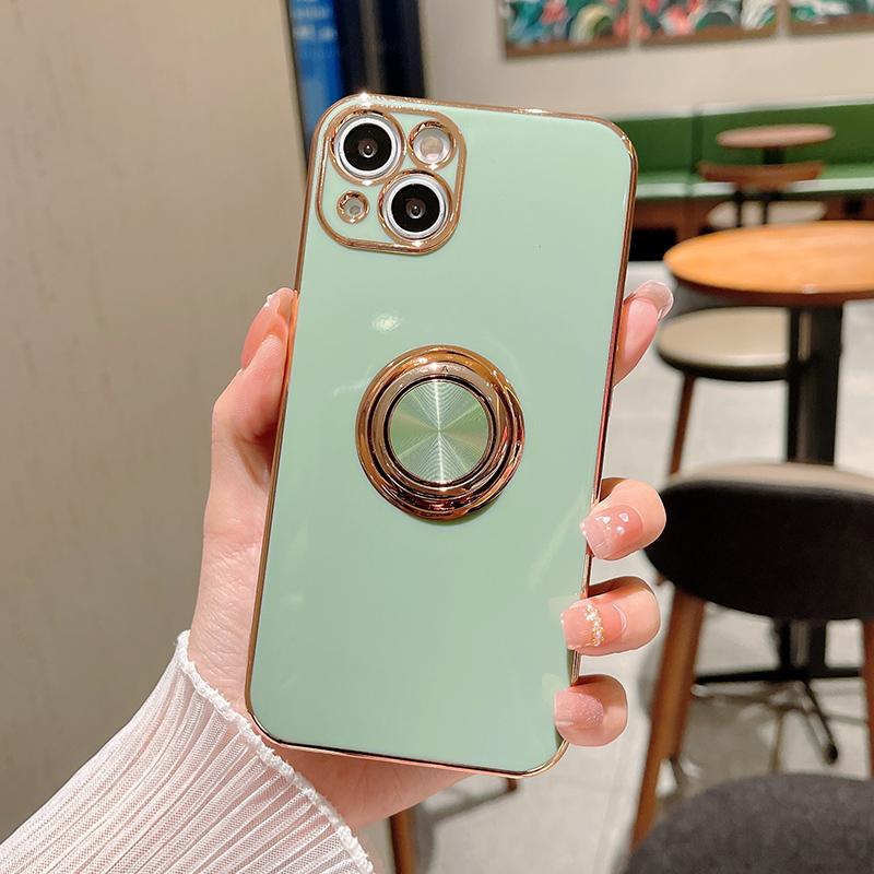 Luxusní pozlacený držák na prst Pouzdro Pro iPhone 17 Air 13 14 Pro Max 16 15 12 Měkký kryt telefonu Pro iPhone 11 Pouzdro