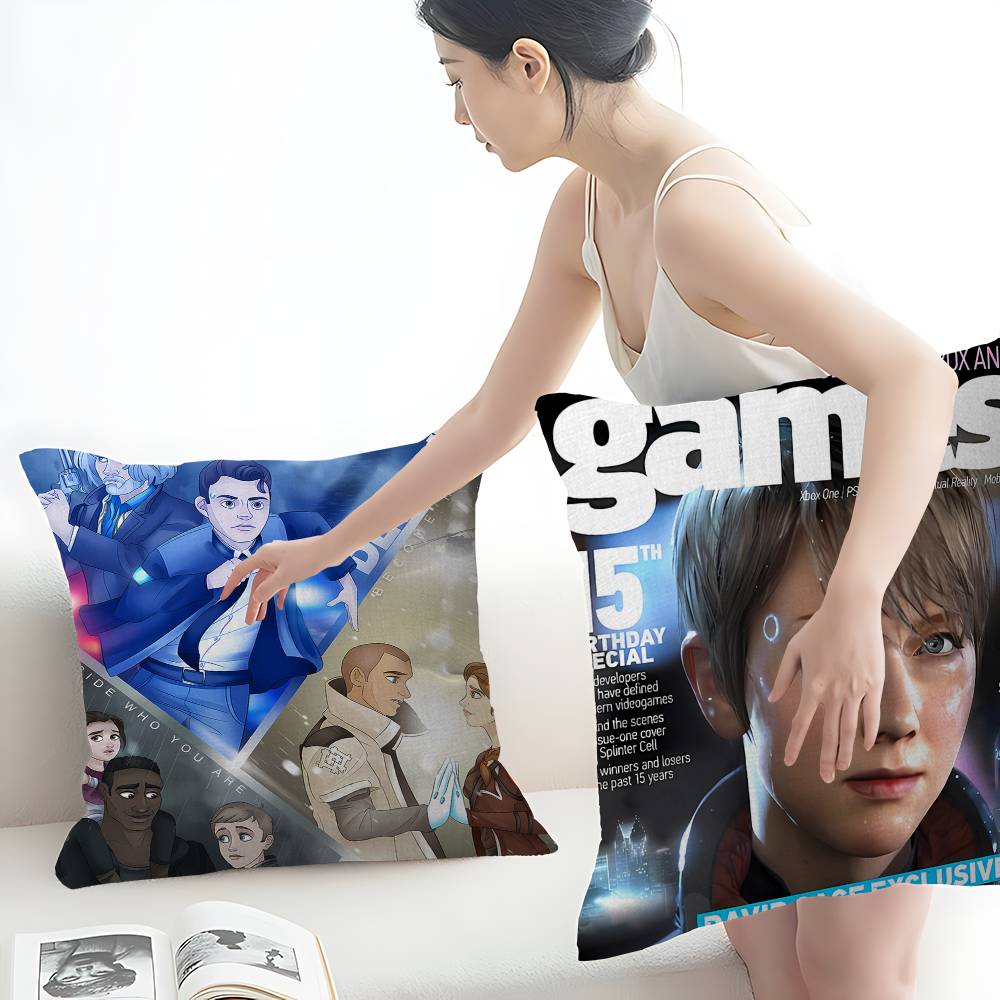 Detroit Become Human Pillow Covers Cartoon Sofa Decorative Home Double-sided Printing Short Plush Cute Cushion Cover