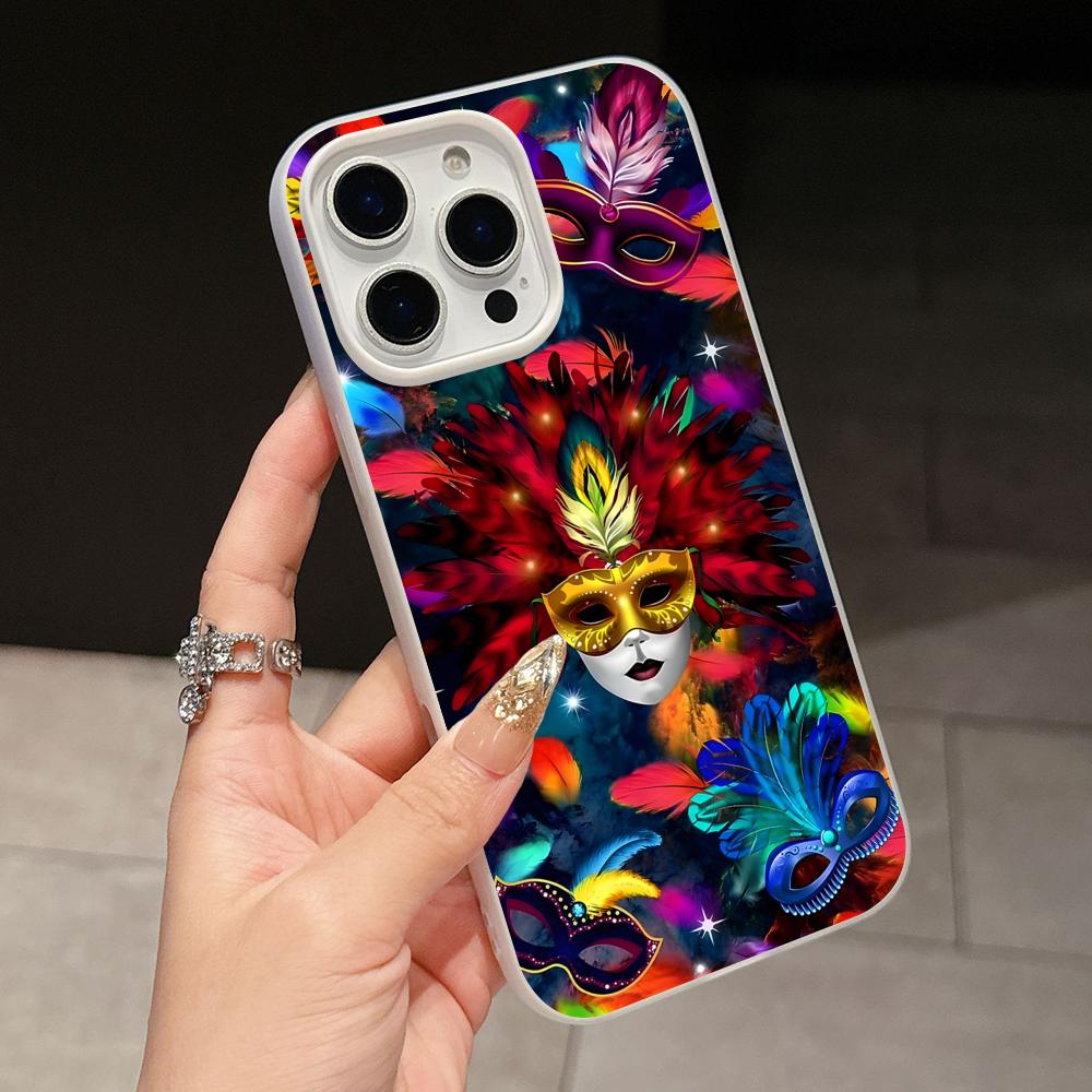 

Mardi Gras Carnival Phone Case for iPhone 17 16 15 14 13 12 11 Air Pro Max Plus Jelly Double layer White Cover iPhone 12 Pro Max