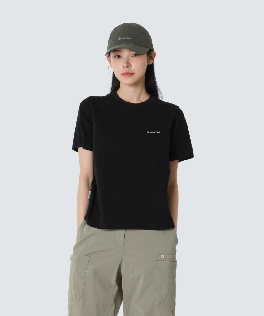 SNOWPEAK APPAREL Sorona Women'S Semi-Crop Short Sleeve T-Shirt (S26Mwfts05) Black
