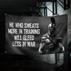 Tenture Inspirante Guerrier Spartiate Tissu de Fond Slogan Inspirant pour la Salle de Sport Décoration Espace Fitness Salle de Musculation