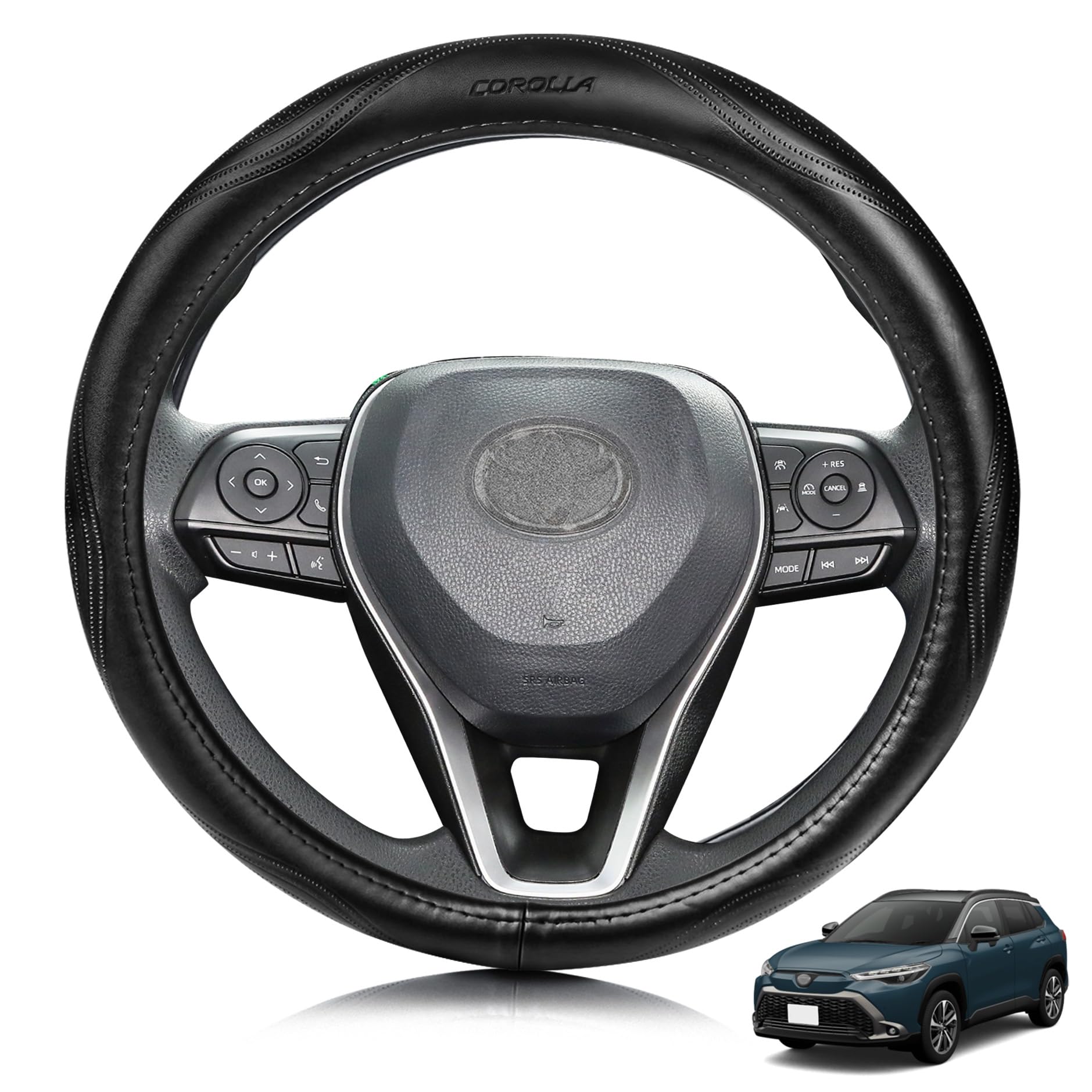

ElitingCar Премиальная Натуральная Кожа Оплетка на Руль для Toyota Corolla Cross Corolla Corolla и Corolla Стильный Дизайн с и Отличным чёрный