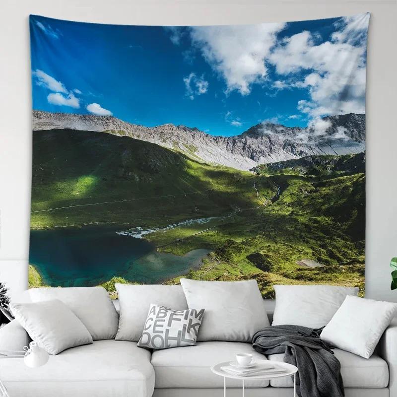 Natural Mountain Lake View Wall Decoration Tapestry Home Living Room Tapestry