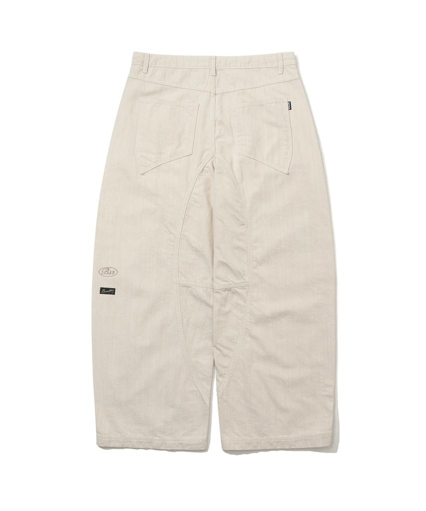 Bieseulaebis Barrel Leg Logo Patch Pants Ivory