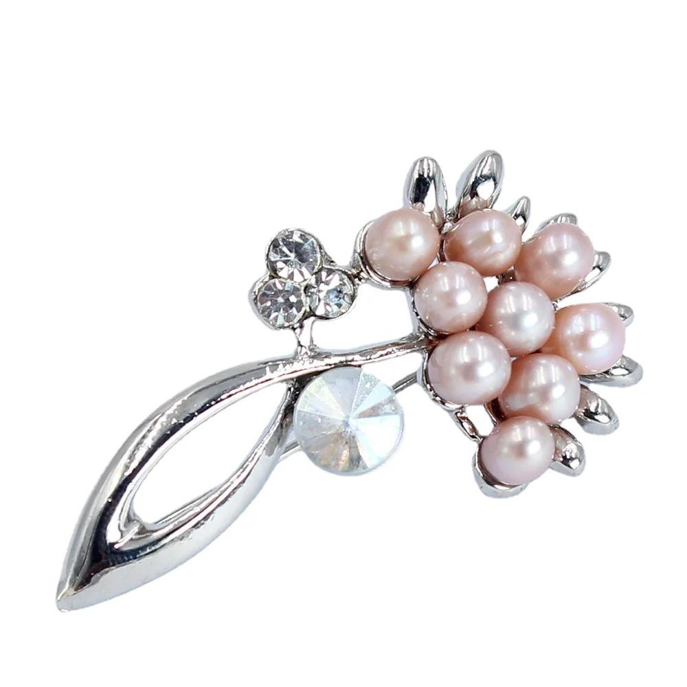 Luxury Jewelry 100% Genuine Natural Freshwater Pearl Wedding Micro-inlaid Zircon Coat Women All Match Accessories Pin Brooch