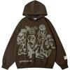 Oversized Hooded Sweatshirt Men Women Streetwear Loose Fit Graphic Print Long Sleeve Pullover Casual Jacket