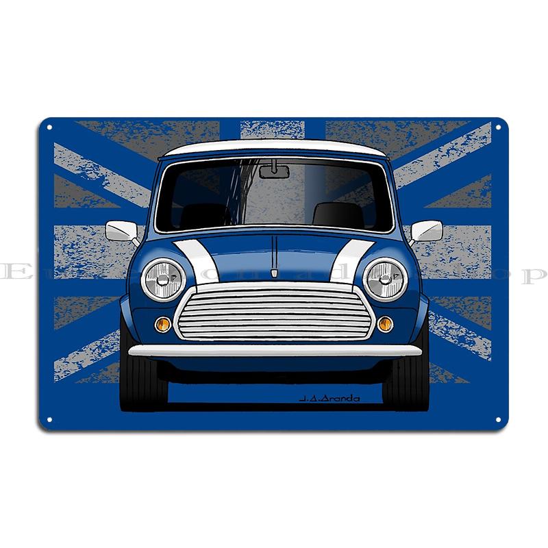 Austin Mini Rallye Seven N8 Der klassische britische Nutzwagen mit Union Jack Unterseite Metall-Garagen-Club-Bar Retro-Blechschild Poster