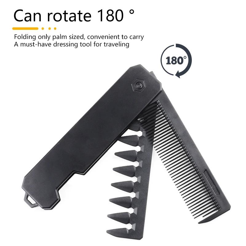 Multifuncional Pocket Folding Combs Plastic Wide Tooth Oil Head Comb Beard Combing Barber Hair Clipper Comb Salon Styling Tools